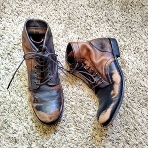 Frye Tyler Lace Up Leather Distressed Boots Sz 10D